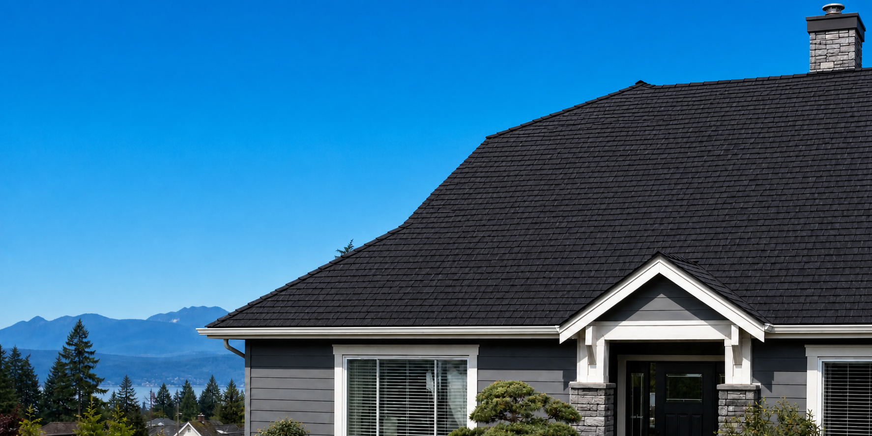 Clean asphalt shingle roof after PandaCare cleaning and rejuvenation